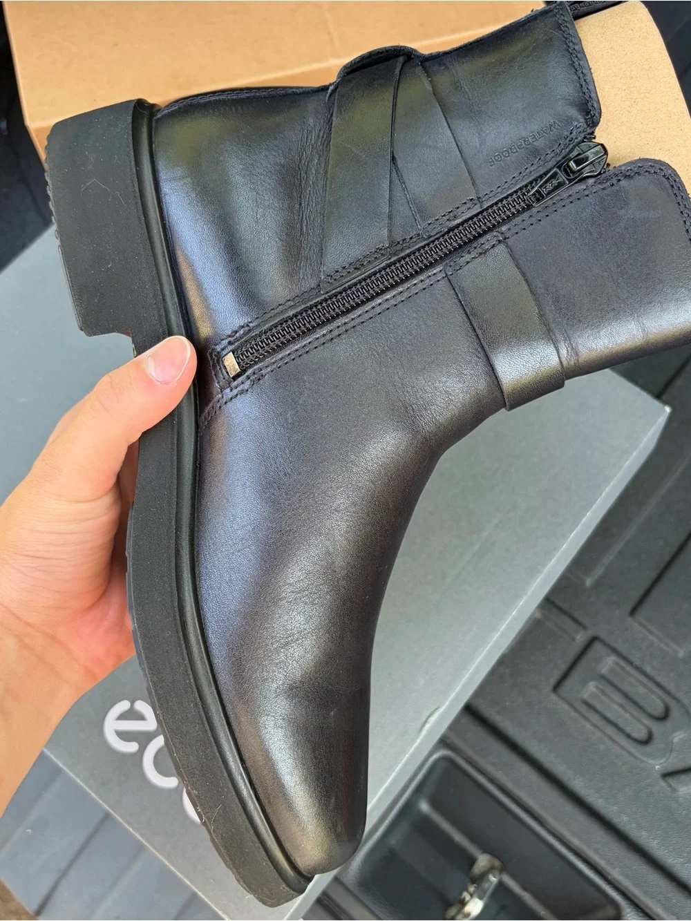 Ecco Black Leather Ankle Booties with Side Buckle